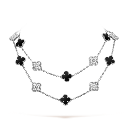 [Luxora]CLOVER 20 MOTIFS ONYX DIAMOND SILVER