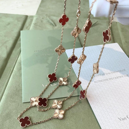 [Luxora]CLOVER 20 MOTIFS LASER CARNELIAN NECKLACE
