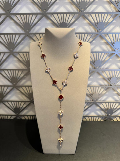 [Luxora]CLOVER 20 MOTIFS LASER CARNELIAN NECKLACE