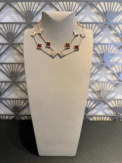 [Luxora]CLOVER 20 MOTIFS LASER CARNELIAN NECKLACE