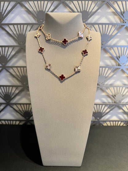 [Luxora]CLOVER 20 MOTIFS LASER CARNELIAN NECKLACE