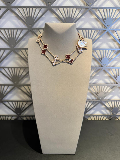 [Luxora]CLOVER 20 MOTIFS LASER CARNELIAN NECKLACE