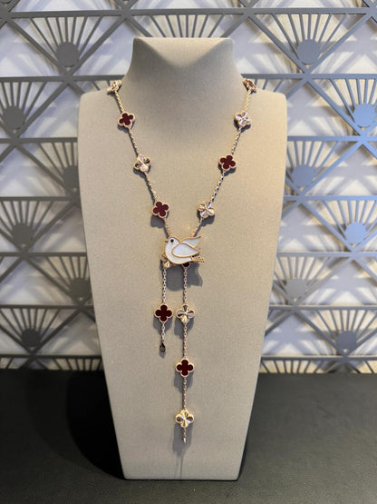 [Luxora]CLOVER 20 MOTIFS LASER CARNELIAN NECKLACE