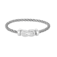 [Luxora]CHANCE LARGE 8 FIGURE BUCKLE HALF DIAMOND BRACELET SILVER