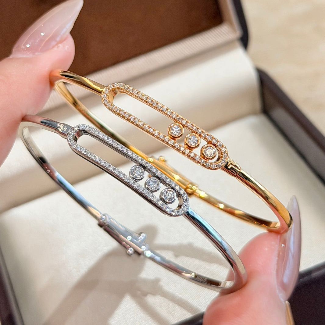 [Loxura]Move Pavé Diamond Bangle Bracelet M
