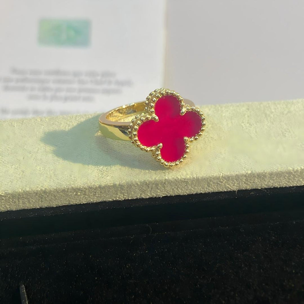 [Loxura]NEW CLOVER PINK ENAMEL RINGS