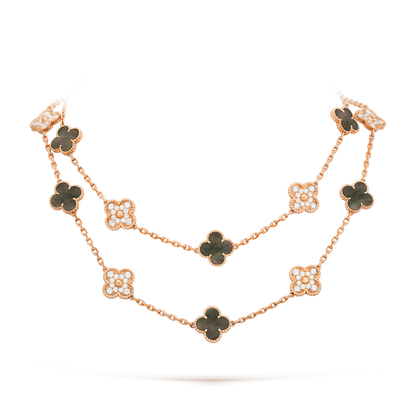 [Luxora]CLOVER 20 MOTIFS DARK MOP DIAMOND  NECKLACE