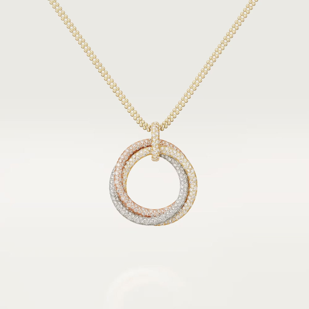 [Luxora]TRINITY LARGE FULL DIAMOND  NECKLACE