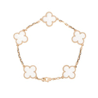 [Luxora]CLOVER 5 MOTIF ROCK CRYSTAL PINK GOLD BRACELET