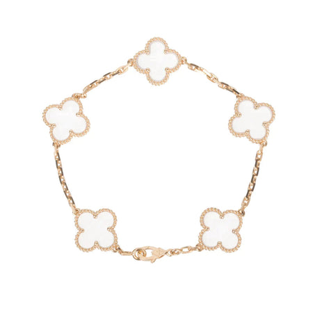 [Luxora]CLOVER 5 MOTIF ROCK CRYSTAL BRACELET