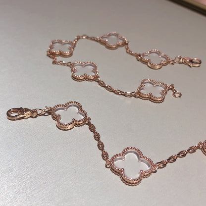 [Luxora]CLOVER 5 MOTIF ROCK CRYSTAL BRACELET