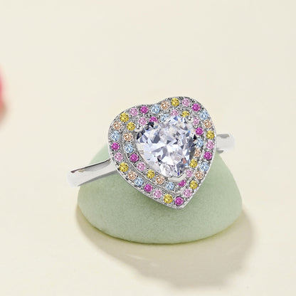 [Luxora]Delicate Ebullient Heart Shape Wedding Ring