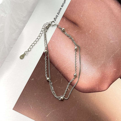 [Luxora]Delicate Bead Double Layer Bracelet