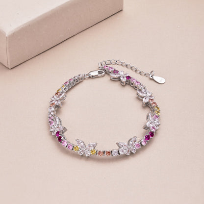 [Luxora]Ornate Colorful Butterfly Shape Round Cut Daily Bracelet