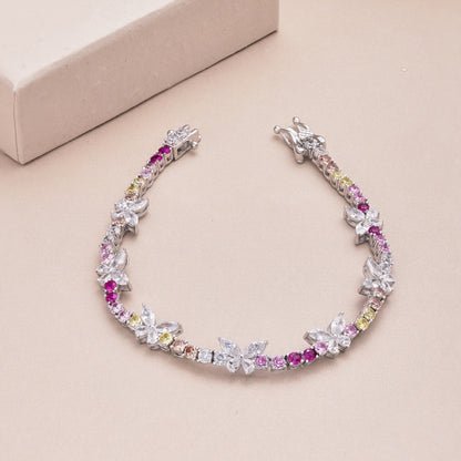 [Luxora]Ornate Colorful Butterfly Shape Round Cut Daily Bracelet