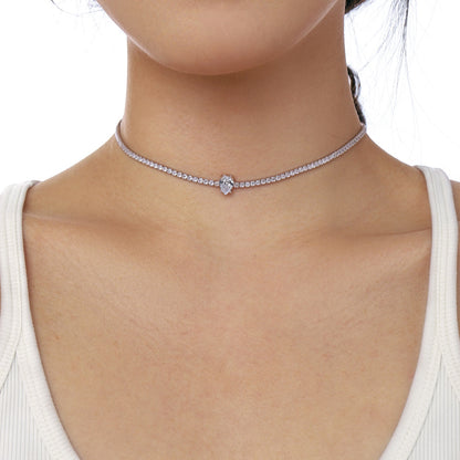 [Luxora]1.0カラットのユニークペアカットテニスネックレス