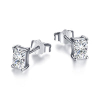 [Luxora]Stylish Shiny Rectangular Center Stone Stud Earrings