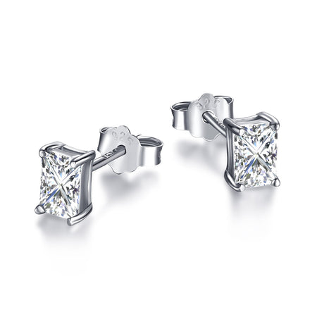 [Luxora]Stylish Shiny Rectangular Center Stone Stud Earrings