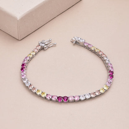 [Luxora]Radiant Colorful Round Cut Tennis Bracelet