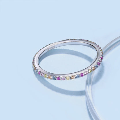 [Luxora]Ornate Colorful Round Cut Tennis Ring
