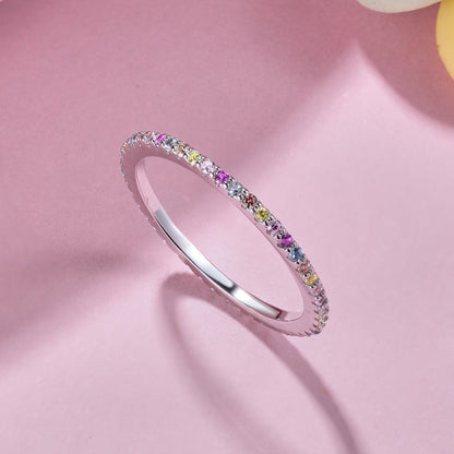 [Luxora]Ornate Colorful Round Cut Tennis Ring