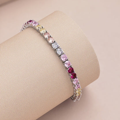 [Luxora]Radiant Colorful Round Cut Tennis Bracelet