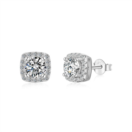 [Luxora]Classic Round Center Stone Stud Earrings