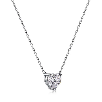 [Luxora]Heart Shape Main Stone Pendant Collarbone Necklace