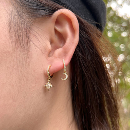 [Luxora]Star and Moon Asymmetric Earrings