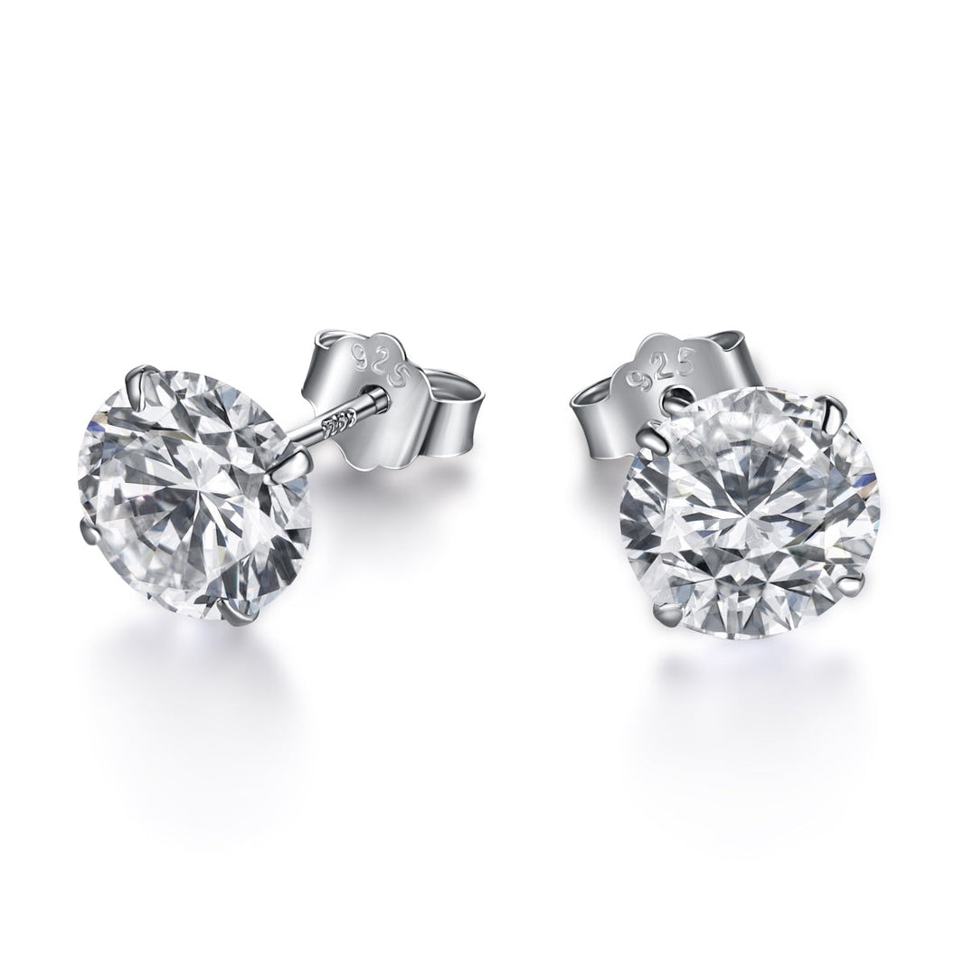 [Luxora]Stylish Shiny Round Center Stone Stud Earrings
