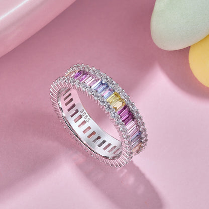 [Luxora]Dainty Kaleidoscopic Emerald Cut Daily Ring