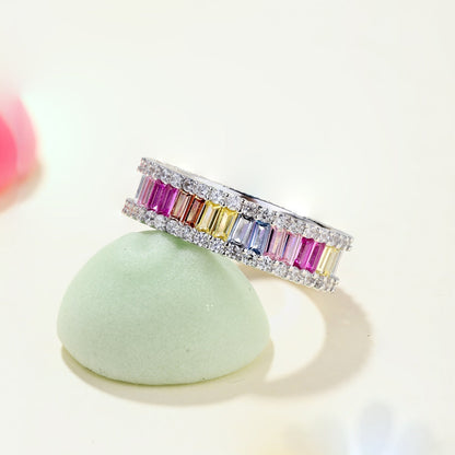 [Luxora]Dainty Kaleidoscopic Emerald Cut Daily Ring