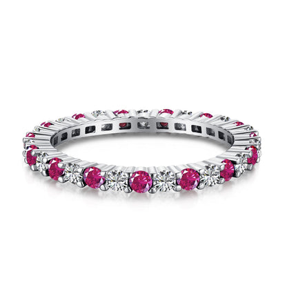[Luxora]Exquisite Colorful Round Cut Tennis Ring