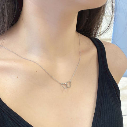 [Luxora]Sterling Silver Love Double Ring Necklace