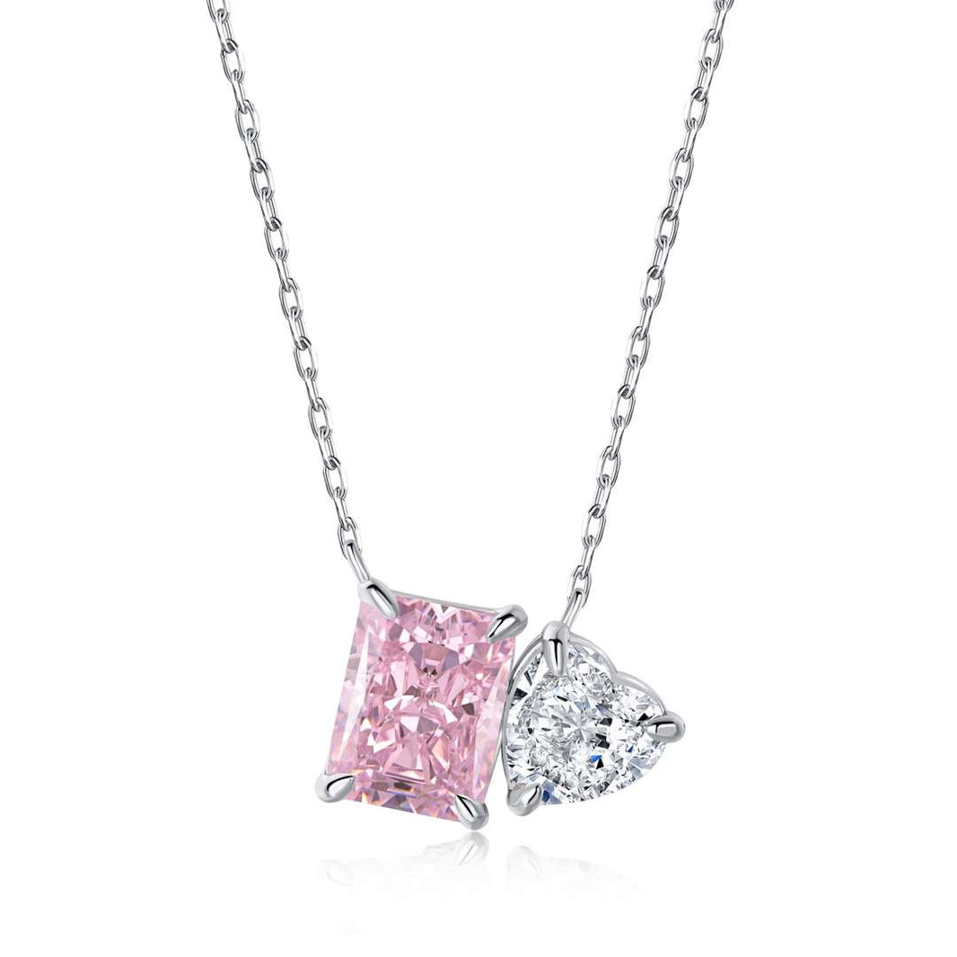 [Luxora]Dazzling Square & Heart Shape Necklace