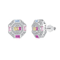 [Luxora]Ornate Colorful Octagon Shape Daily Earrings