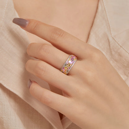 [Luxora] Strahlender, farbenfroher Ring im Radiant-Schliff für jeden Tag