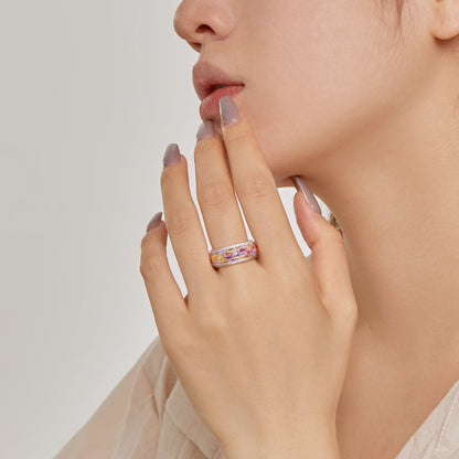 [Luxora] Strahlender, farbenfroher Ring im Radiant-Schliff für jeden Tag