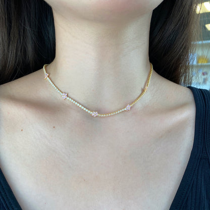 [Luxora]ラグジュアリーなカラフルフラワーテニスネックレス