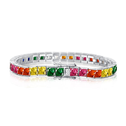 [Luxora]Radiant Colorful Princess Cut Tennis Bracelet