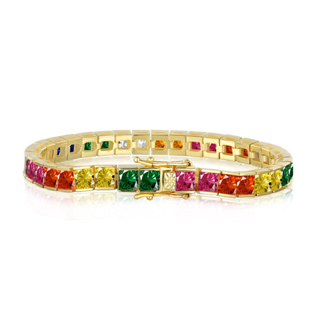 [Luxora]Radiant Colorful Princess Cut Tennis Bracelet
