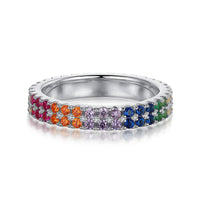 [Luxora]Unique Colorful Round Cut Tennis Ring