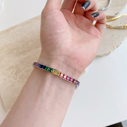 [Luxora]Radiant Colorful Princess Cut Tennis Bracelet