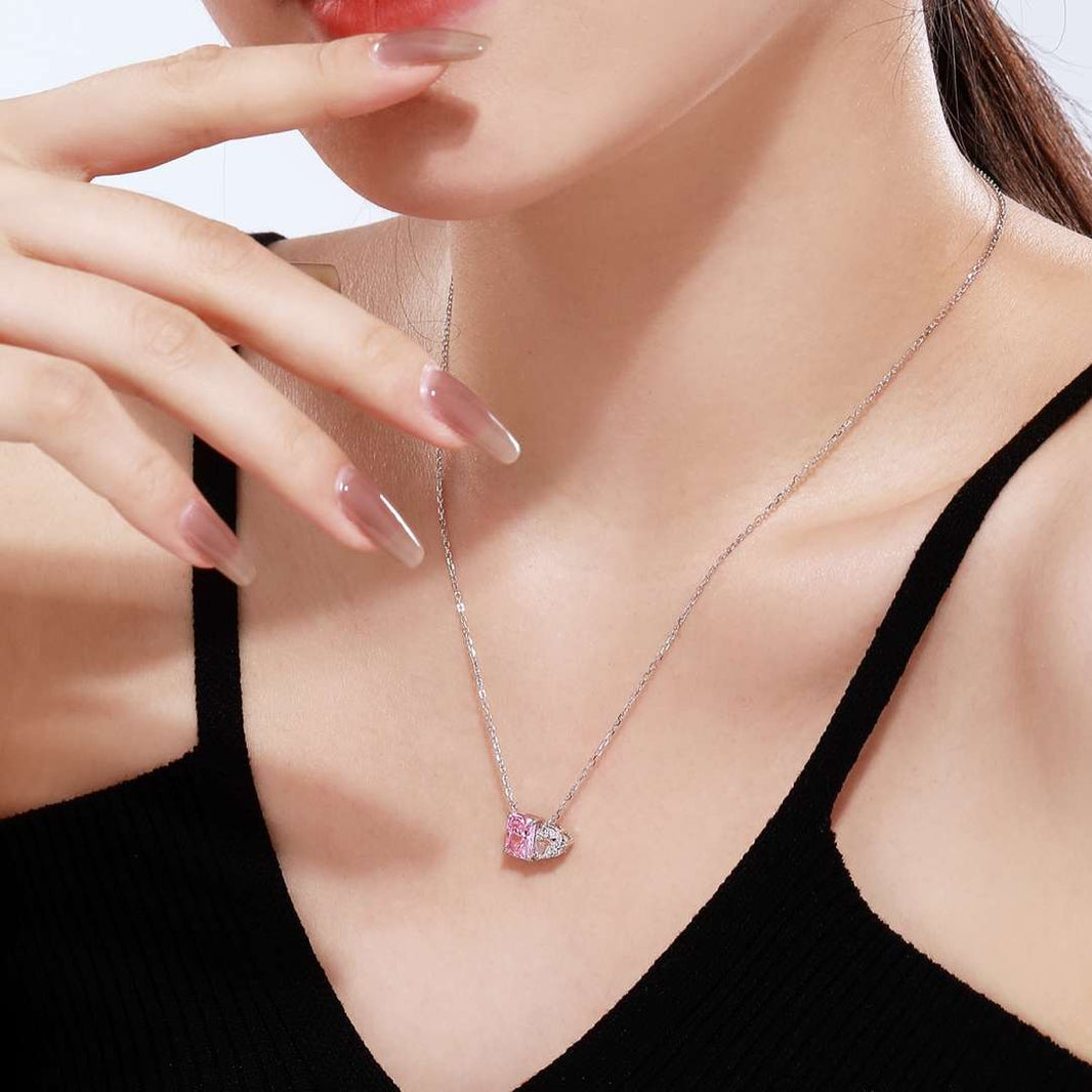 [Luxora]Dazzling Square & Heart Shape Necklace