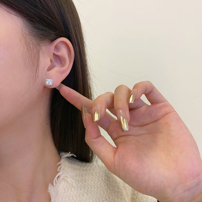 [Luxora]Classic Round Center Stone Stud Earrings