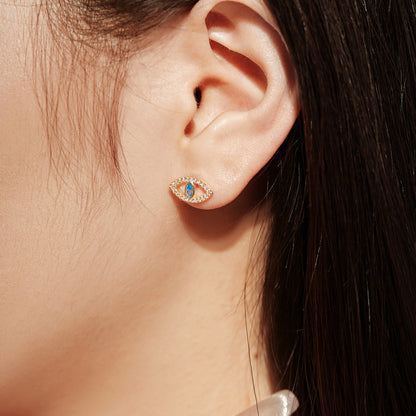 [Luxora]Blue Devil Eyes Hollow Stud Earrings