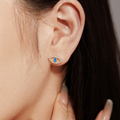 [Luxora]Blue Devil Eyes Hollow Stud Earrings