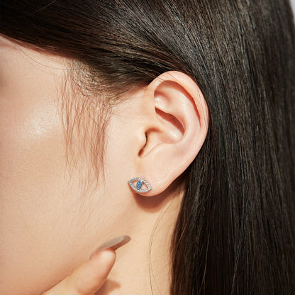 [Luxora]Blue Devil Eyes Hollow Stud Earrings