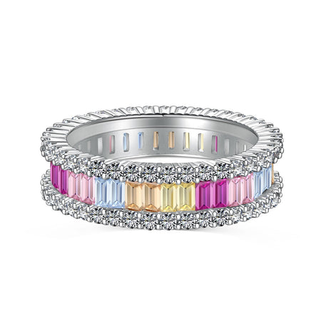 [Luxora]Dainty Kaleidoscopic Emerald Cut Daily Ring