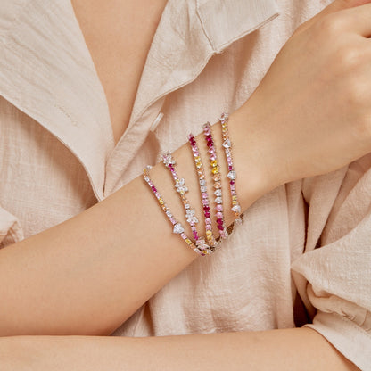 [Luxora]Romantic Heart Shape Round Cut Lover Bracelet